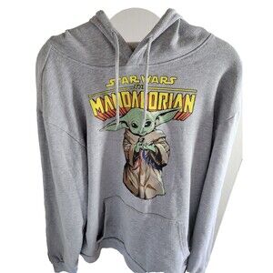Star Wars Grogu Baby Yoda Mandalorian Mens Pullover Hoodie Sweatshirt Large